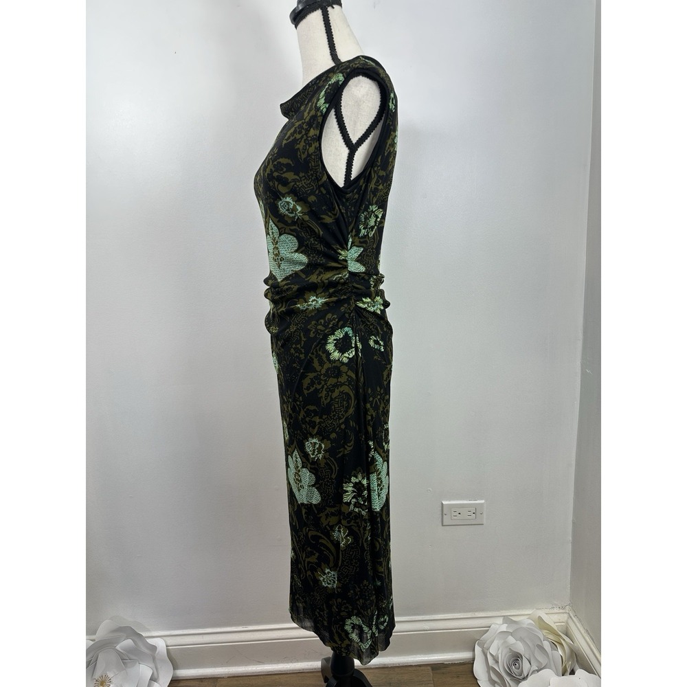 Kay Unger NY Women XL Dress Black Floral Sleeveless Lined Ruched Bodycon - Picture 4 of 9
